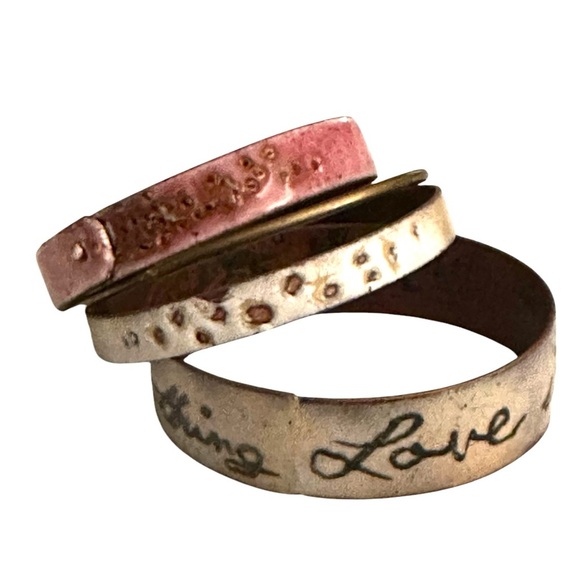 Enameled Bangle Bracelets Jewelry Set of 4, Pink Cream Gold - Picture 2 of 4